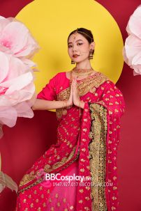 Sari Truyền Thống Ấn Độ Hồng Ruby
