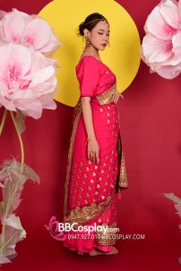 Sari Truyền Thống Ấn Độ Hồng Ruby