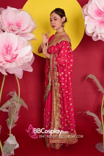 Sari Truyền Thống Ấn Độ Hồng Ruby