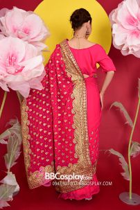 Sari Truyền Thống Ấn Độ Hồng Ruby