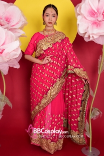 Sari Truyền Thống Ấn Độ Hồng Ruby