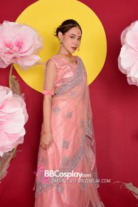 Đồ Truyền Thống Ấn Độ Saree Hồng Salmon