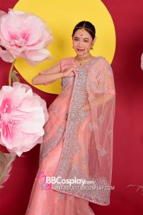 Đồ Truyền Thống Ấn Độ Saree Hồng Salmon