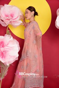 Đồ Truyền Thống Ấn Độ Saree Hồng Salmon