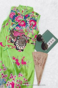 Sườn Xám Phi Xanh Lá Size S