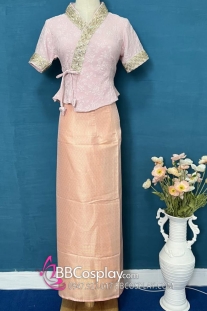 Trang Phục Thái - Vân Nam Áo Hồng Váy Hồng