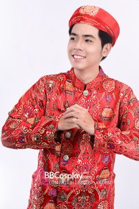 Áo Dài Nam Gấm Đỏ
