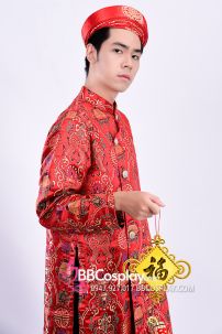 Áo Dài Nam Gấm Đỏ