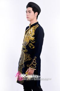 Áo Dài Nam Đen Vẽ Rồng Vàng