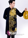 Áo Dài Nam Đen Vẽ Rồng Vàng