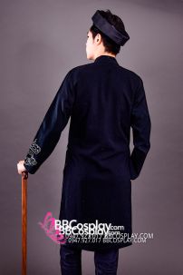 Áo Dài Nam Cách Tân Đen Vẽ Rồng Trắng