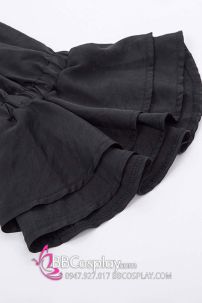 Áo Sơ Mi Đen Nam Tước Cổ Bèo Quý Tộc Cổ Điển