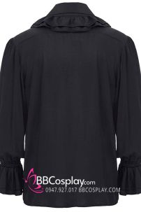 Áo Sơ Mi Đen Nam Tước Cổ Bèo Quý Tộc Cổ Điển