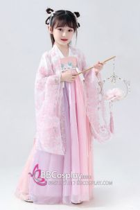 Hán Phục Chị Hằng Nga Hồng Xích Tử Chu Trẻ Em