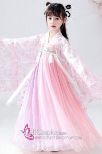 Hán Phục Chị Hằng Nga Hồng Xích Tử Chu Trẻ Em