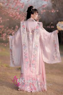 Hán Phục Ly Cơ - Tuyệt Khuynh Thành Tone Hồng Thêu Hoa Chính Hãng