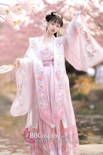 Hán Phục Ly Cơ - Tuyệt Khuynh Thành Tone Hồng Thêu Hoa Chính Hãng