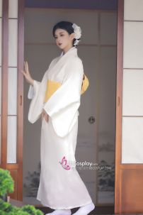 [Đặt May] Bộ Yukata Trắng Kem Nguyên Bản Cho Resort, Spa, Nhà Hàng Nhật
