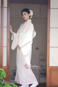 [Đặt May] Bộ Yukata Trắng Kem Nguyên Bản Cho Resort, Spa, Nhà Hàng Nhật