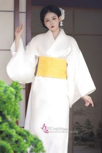 [Đặt May] Bộ Yukata Trắng Kem Nguyên Bản Cho Resort, Spa, Nhà Hàng Nhật