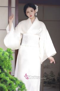 [Đặt May] Bộ Yukata Trắng Kem Nguyên Bản Cho Resort, Spa, Nhà Hàng Nhật