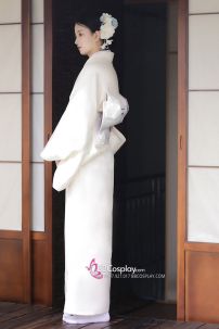 [Đặt May] Bộ Yukata Trắng Kem Nguyên Bản Cho Resort, Spa, Nhà Hàng Nhật