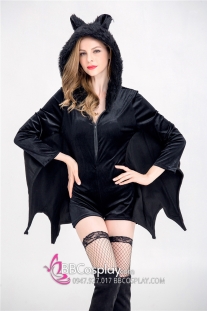 Bộ Hoá Trang Dơi Cho Nữ Nhung Đen