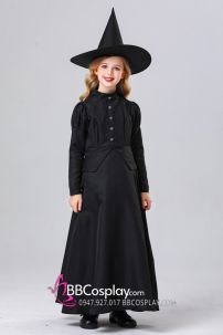 Đầm Phù Thuỷ Dáng Dài Halloween Cho Bé