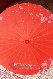 Dù Vải Đỏ Hoa Đào