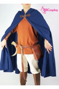 Choàng Có Nón Vải Nhung Khoen Tròn - Xanh Dương