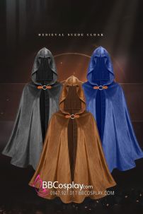 Choàng Có Nón Vải Nhung Khoen Tròn - Xanh Dương