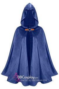 Choàng Có Nón Vải Nhung Khoen Tròn - Xanh Dương