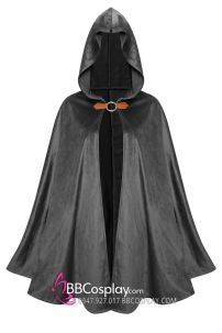 Choàng Có Nón Dáng Ngắn Khoen Tròn - Màu Đen