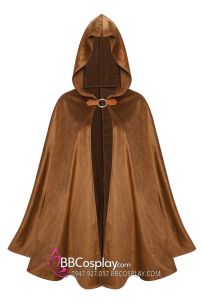 Choàng Khoác Phù Thuỷ Pháp Sư Nâu Nhung Có Khoen