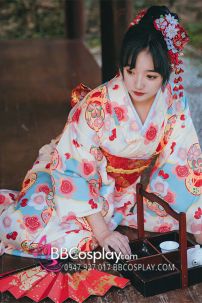 Áo Yukata Nhà Hàng Trà Đạo Nhật Tặng Kèm Thắt Lưng