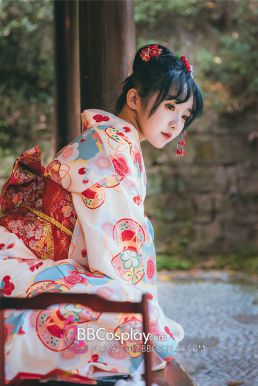 Áo Kimono Yukata Nhà Hàng Trà Đạo Nhật Tặng Kèm Thắt Lưng