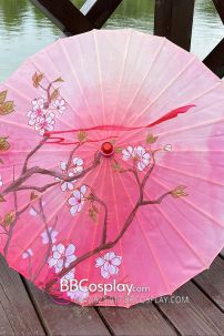 Dù Vải Hồng Nhánh Hoa Mơ Vướng Lụa Hồng Nương