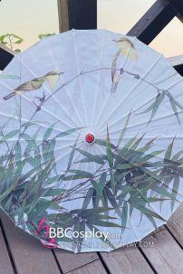 Dù Vải Nền Trắng Lá Xanh