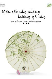 Dù Vải Trắng Sơn Thuỷ - Cá Chép Và Hoa Sen