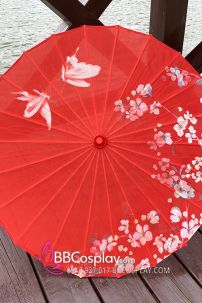 Dù Vải Cán Tre Tone Đỏ