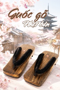 Guốc Gỗ Nam Nhật Bản - Geta Bản Gỗ Nâu Đen Quai Đen