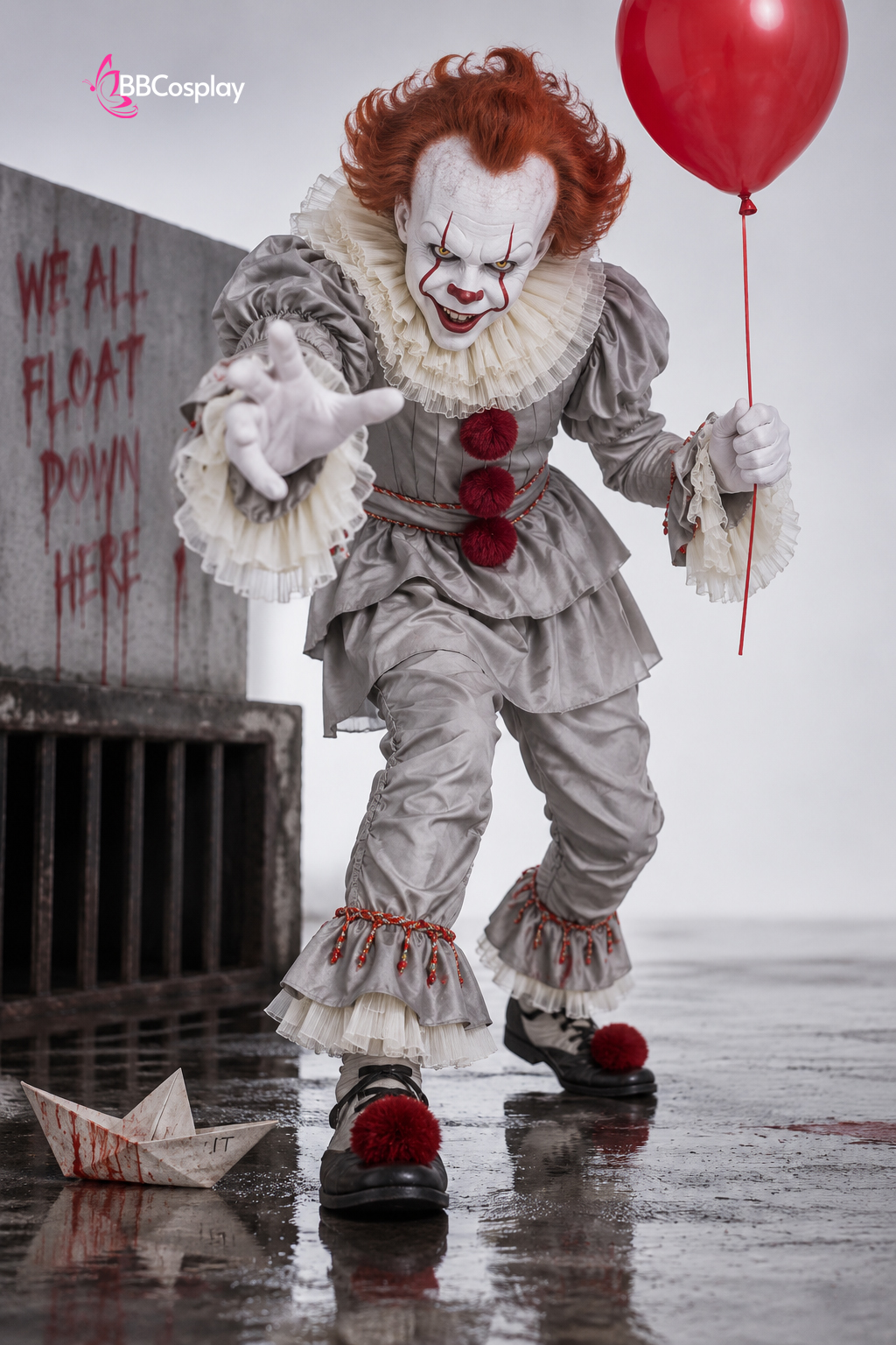 Quần Áo Pennywise Hoá Trang Halloween - Phiên Bản Xám Mờ