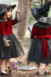 Váy Halloween Phù Thuỷ Cưỡi Chổi Cho Bé
