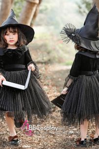 Đầm Hoá Trang Halloween Nhân Vật Phù Thuỷ Cho Bé Gái