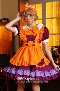 Trang Phục Maid Cam Phối Tím - Maid Bí Ngô