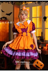 Trang Phục Maid Cam Phối Tím - Maid Bí Ngô