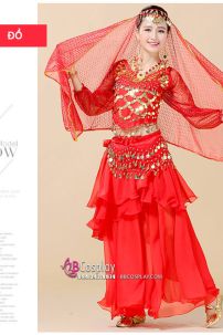 Đồ Cô Dâu Ấn Độ Đỏ Tay Dài Kim Tuyến