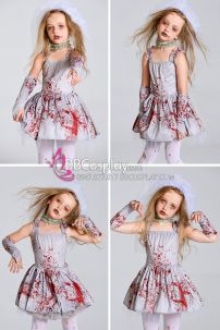 Đầm Cô Dâu Halloween Dáng Ngắn Cho Bé