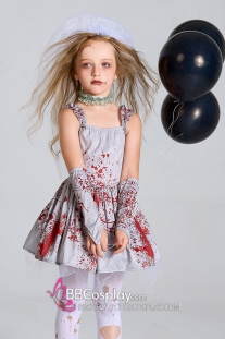 Đầm Cô Dâu Halloween Dáng Ngắn Cho Bé