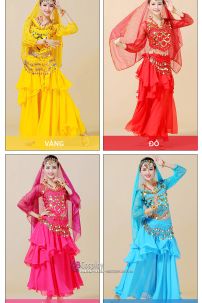 Đồ Cô Dâu Ấn Độ Vàng Tay Dài Kim Sa